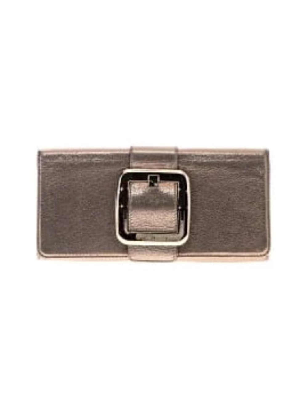 Like New Michael Kors Grey Gunmetal Leather Clutch with Silver Buckle Accent